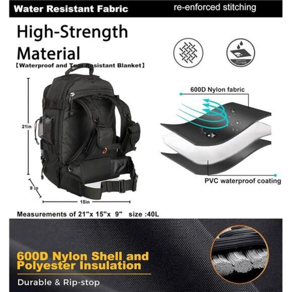 Tactical Military Backpack Molle 3 Day Pack Hiking Camping Travel Black - Picture 3 of 7